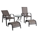 Parvekeryhmä DAKOTA, pöytä, 2 tuolia + 2 jakkaraa, säädettävät selkänojat, tekstiiliverhoilu, lasikansi, tummanharmaa/musta