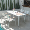 Ruokailuryhmä WALES puutarhaan  pöytä + 4 tuolia, valkoinen/vaaleanharmaa