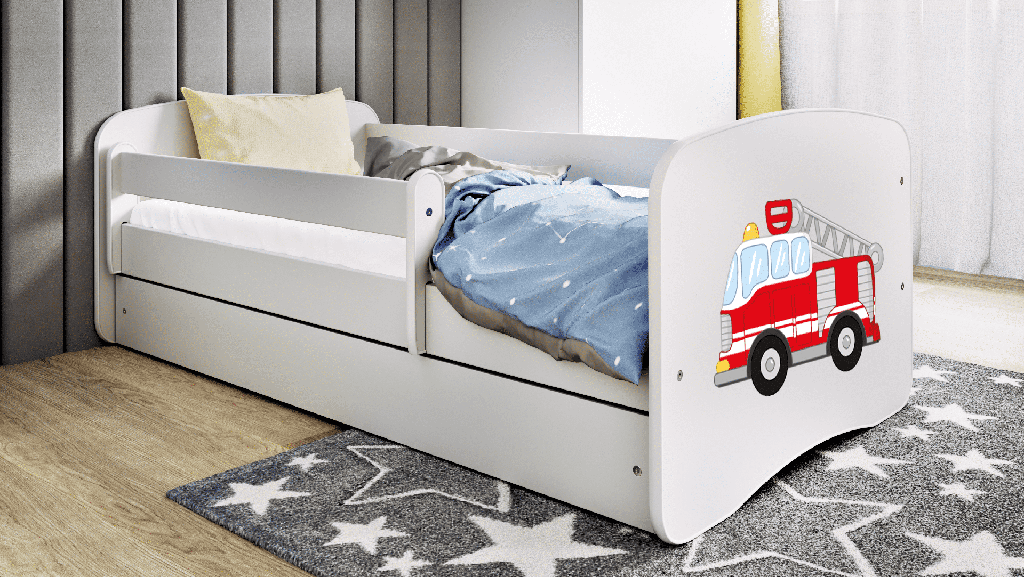 Babydreams lastensänky säilytyslaatikolla 140x70x65cm ”paloauto”, valkoinen