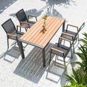 Puutarharyhmä TAMPERE pöytä + 4 tuolia, alurunko, kangasverhoilu, tummanharmaa/vaaleanruskea