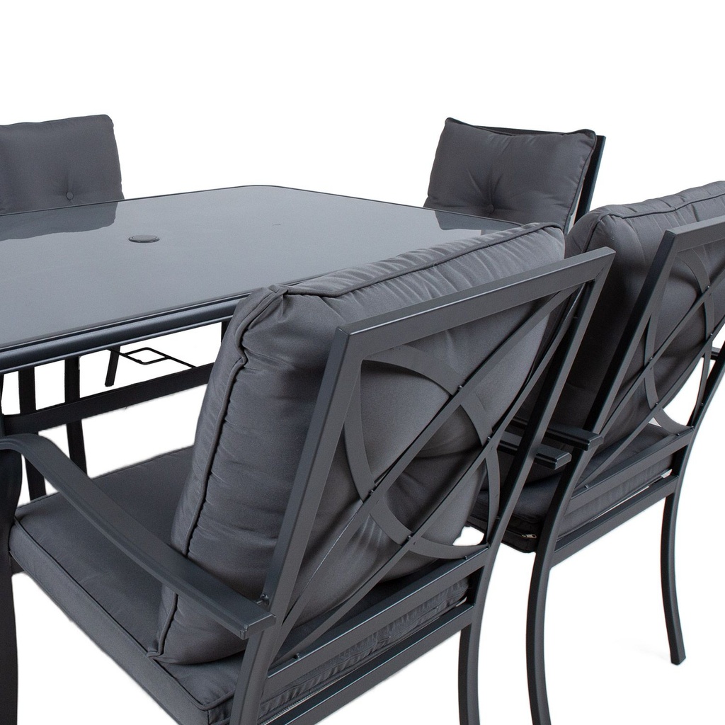 Puutarharyhmä BOSLER pöytä + 6 nojatuolia, grafiitti