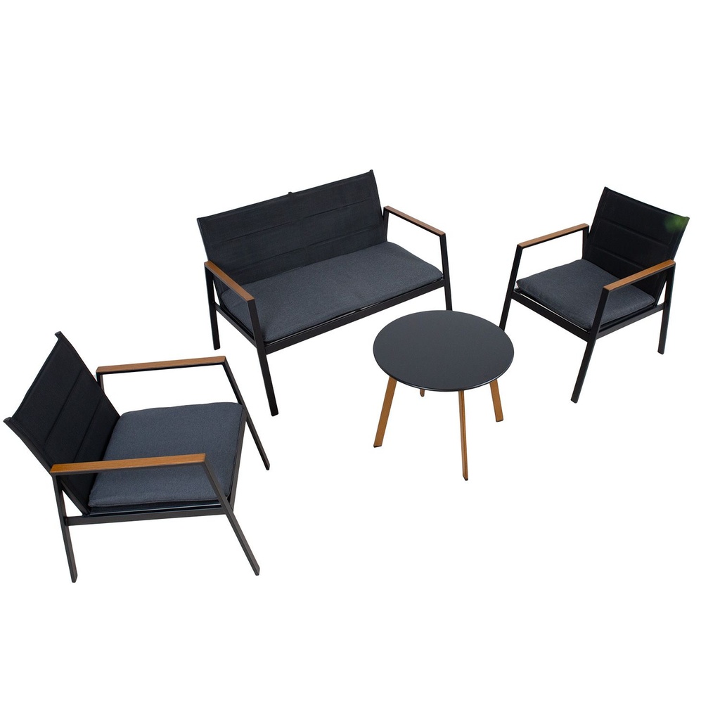 Puutarharyhmä ABER pöytä, sohva + 2 nojatuolia, grafiitti