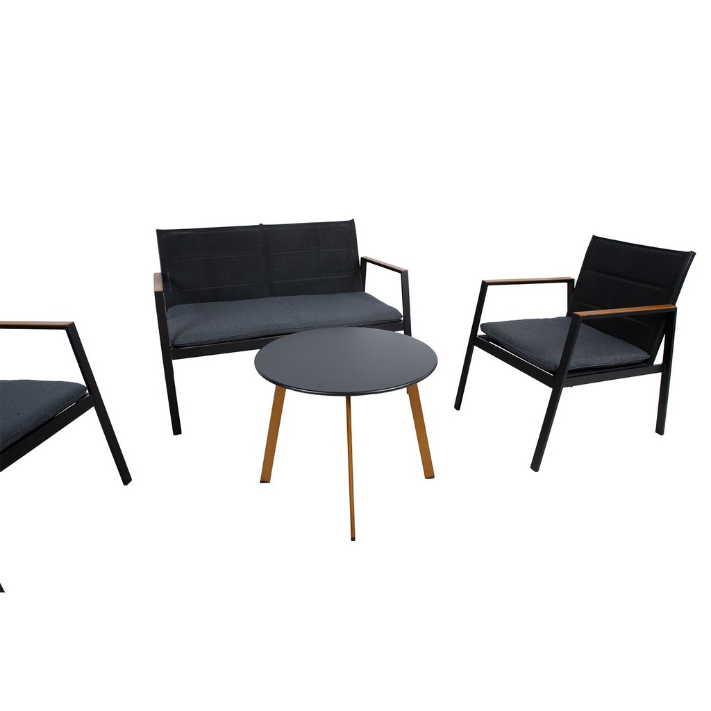 Puutarharyhmä ABER pöytä, sohva + 2 nojatuolia, grafiitti