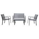 Puutarharyhmä CYPRESS pöytä, penkki + 2 tuolia, vaaleanharmaa/grafiitti