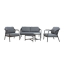 Puutarharyhmä KASSEL 2 pöytä, sohva + 2 tuolia, harmaa/musta