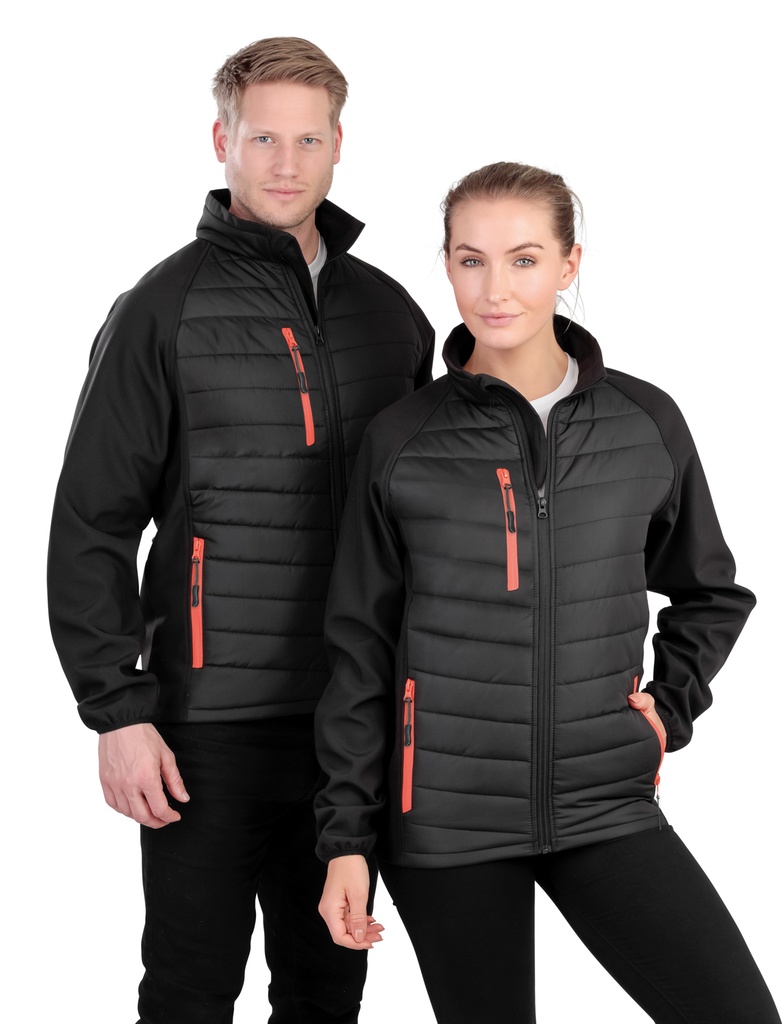 Result Unisex Compass topattu softshell-takki, musta/oranssi 3XL