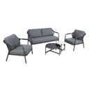 Puutarharyhmä KASSEL 2 pöytää, sohva + 2 nojatuolia, harmaa/musta