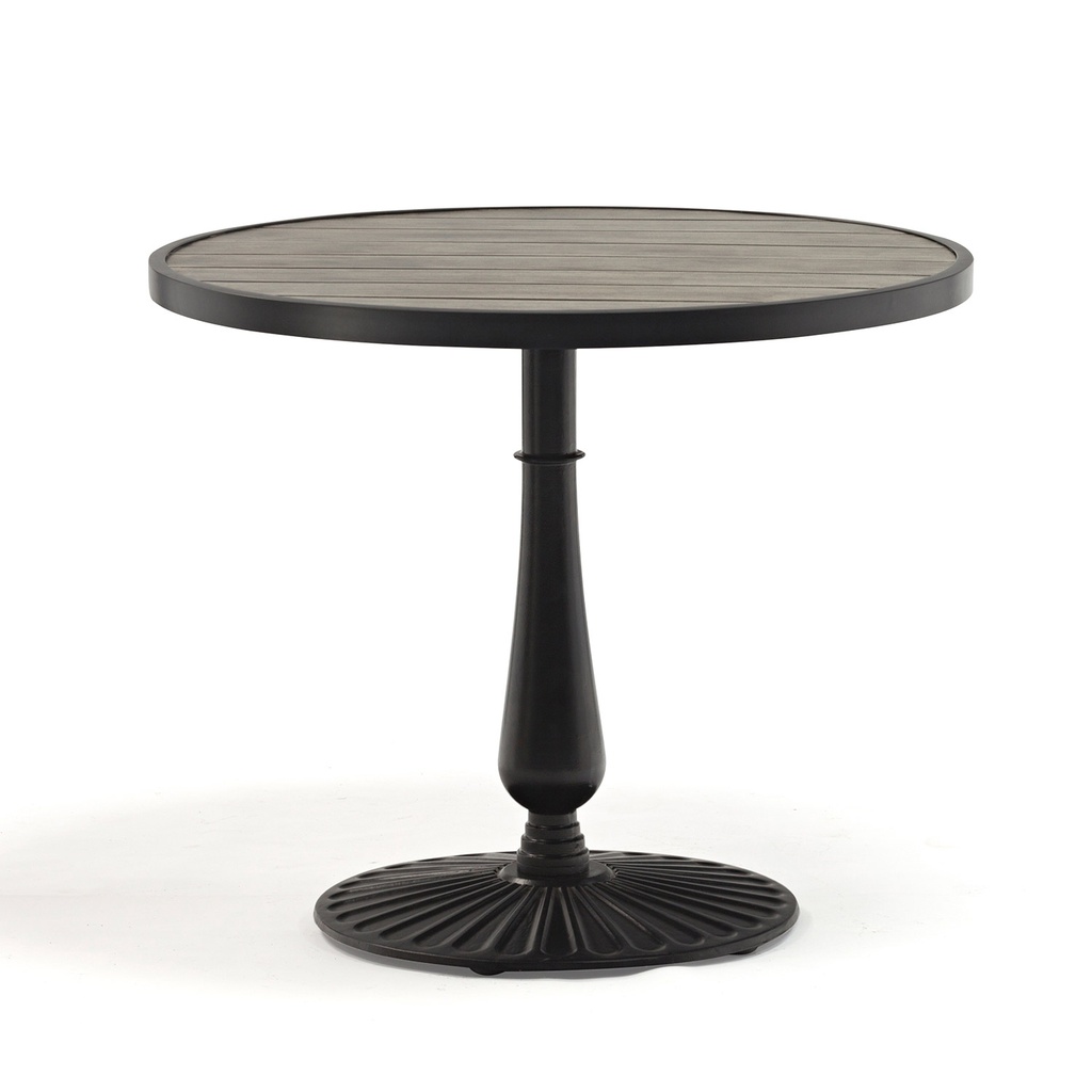 Pöytä BOLGHERI pyöreä 90cm, valurautajalka, alumiinikansi, taupe/musta