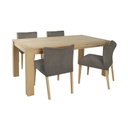 Ruokailuryhmä TURIN pöytä + 4 tuolia, tammirunko, samettiverhoilu, ruskea