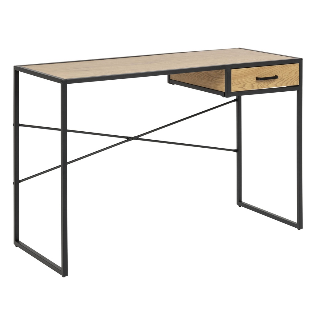 Työpöytä SEAFORD 110x45xK75cm, metallirunko, kalustelevyä, 1 laatikko, beige/musta