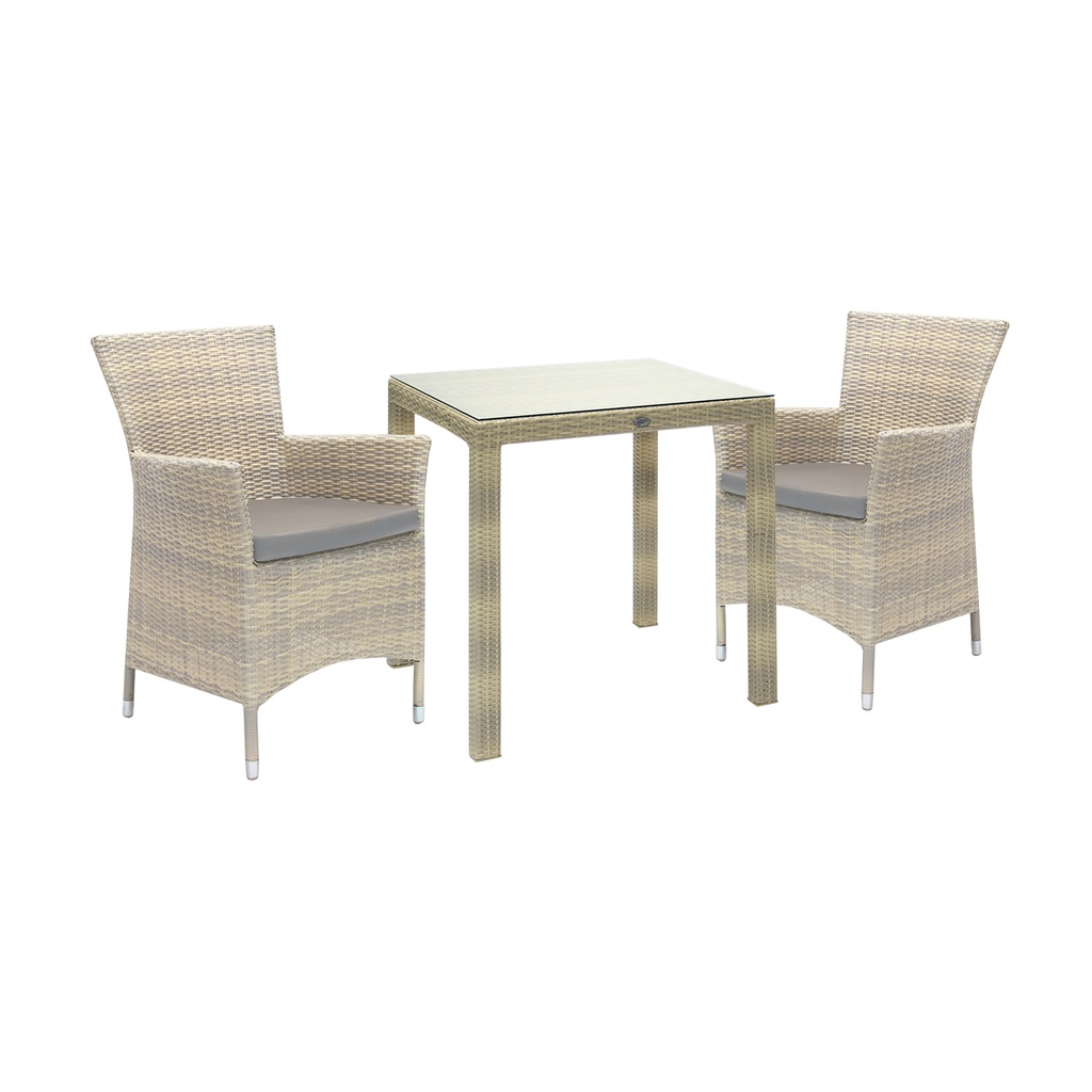 Parvekeryhmä WICKER pöytä + 2 tuolia, alurunko polyrottingilla, beige