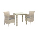 Parvekeryhmä WICKER pöytä + 2 tuolia, alurunko polyrottingilla, beige