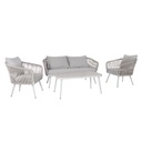 Puutarharyhmä ECCO pöytä, sohva ja 2 tuolia, alurunko polyrottingilla, harmaa