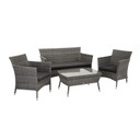Puutarharyhmä WATERS pöytä, sohva ja 2 tuolia, teräsrunko polyrottingilla, harmaa