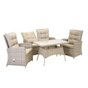 Sohvaryhmä EMERALD puutarhaan, sohva ja 2 tuolia + pöytä, alurunko polyrottingilla, harmaa/beige