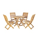 Ruokailuryhmä CHERRY puutarhaan, pöytä + 4 tuolia, akaasiarunko taitettava, vaaleanruskea