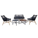 Puutarharyhmä HELSINKI sohva + 2 tuolia + 2 pöytää, alurunko polyrottingilla, tummanharmaa