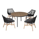 Puutarharyhmä HELSINKI, pöytä + 4 tuolia, alumiinirunko muovipunoksella, tummanharmaa/ruskea