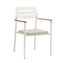 Tuoli WALES käsinojilla, alurunko polyrottingilla, pinottava, valkoinen/vaaleanruskea