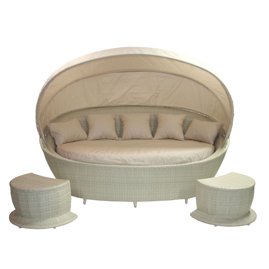 Sohva MUSE katoksella ja 2 rahilla, alurunko polyrottingilla, luonnonvalkoinen