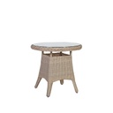 Pöytä PACIFIC pyöreä 60cm, alurunko polyrottingilla, lasikansi, taupe