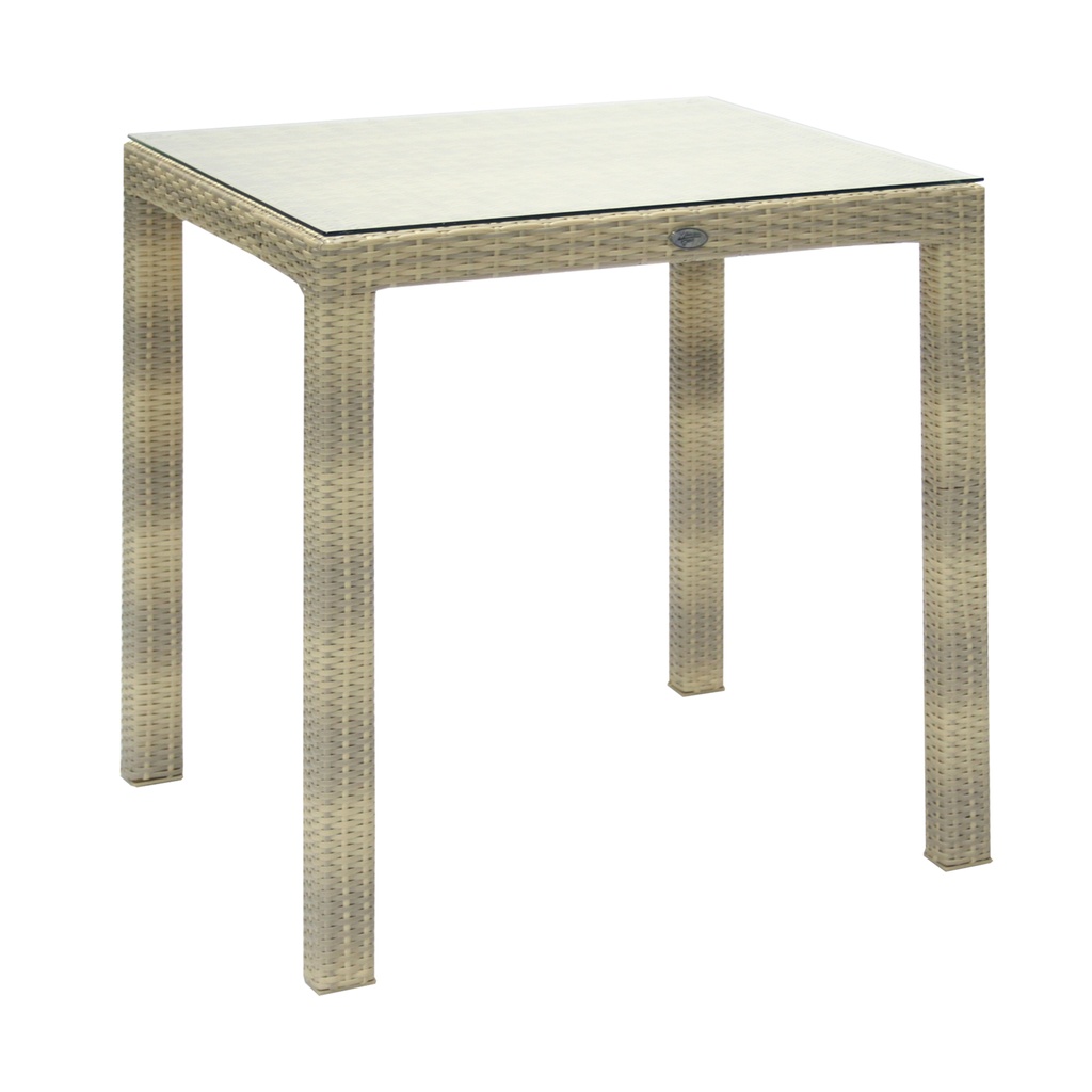 Parvekepöytä WICKER läpinäkyvä lasi, alurunko polyrottingilla, beige