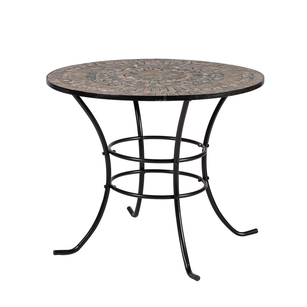 Pöytä MOSAIC pyöreä 90cm, metallirunko, mosaiikkilevy, musta
