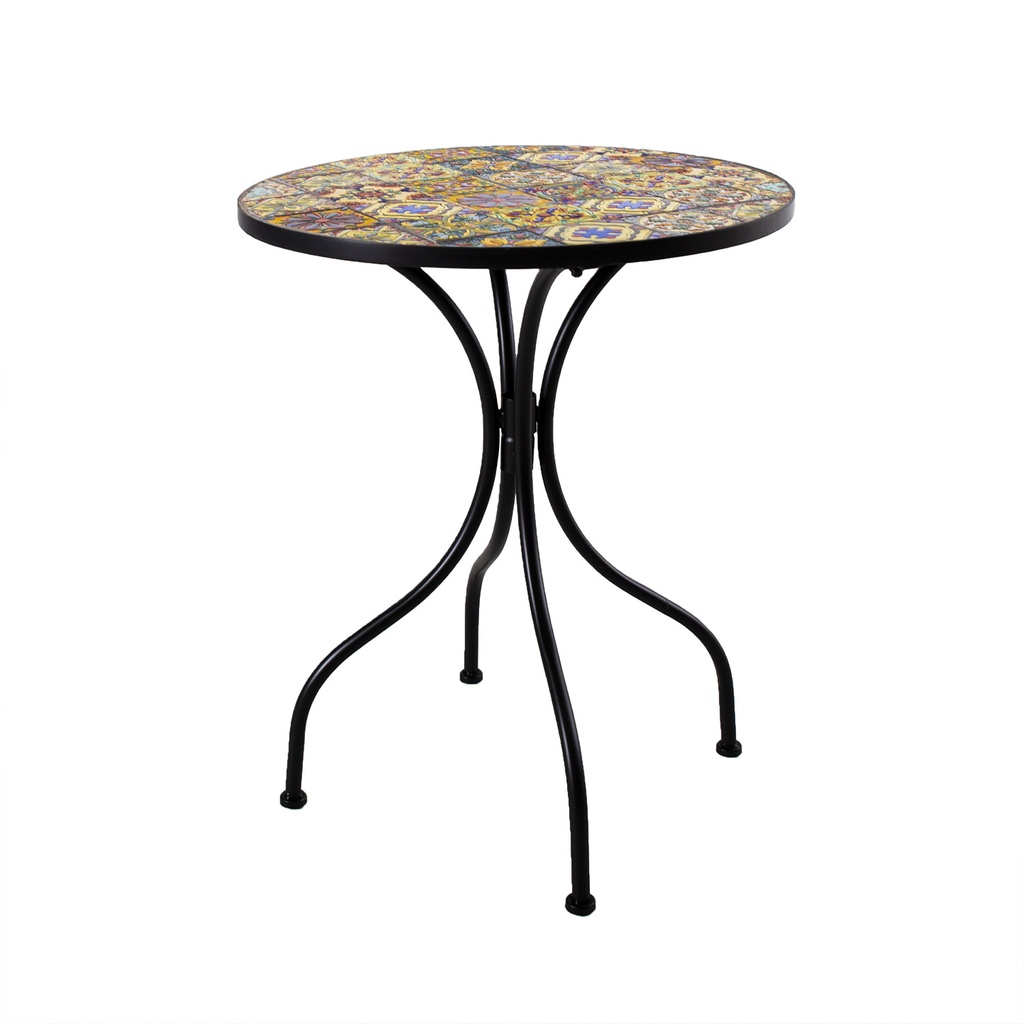 Pöytä MOROCCO pyöreä 60cm, metallirunko, mosaiikkilevy, musta