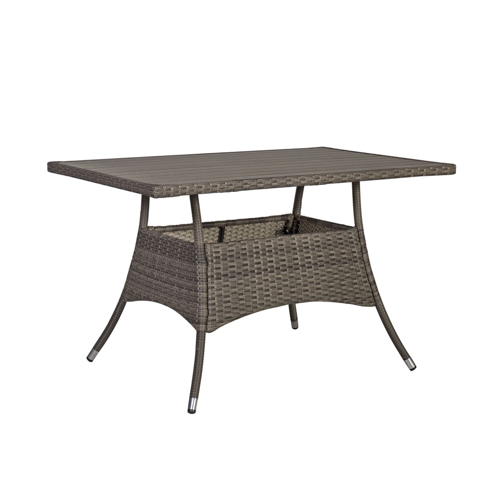Puutarhapöytä PALOMA 120x74xK72cm, teräsrunko polyrottingilla, harmaa/ruskea
