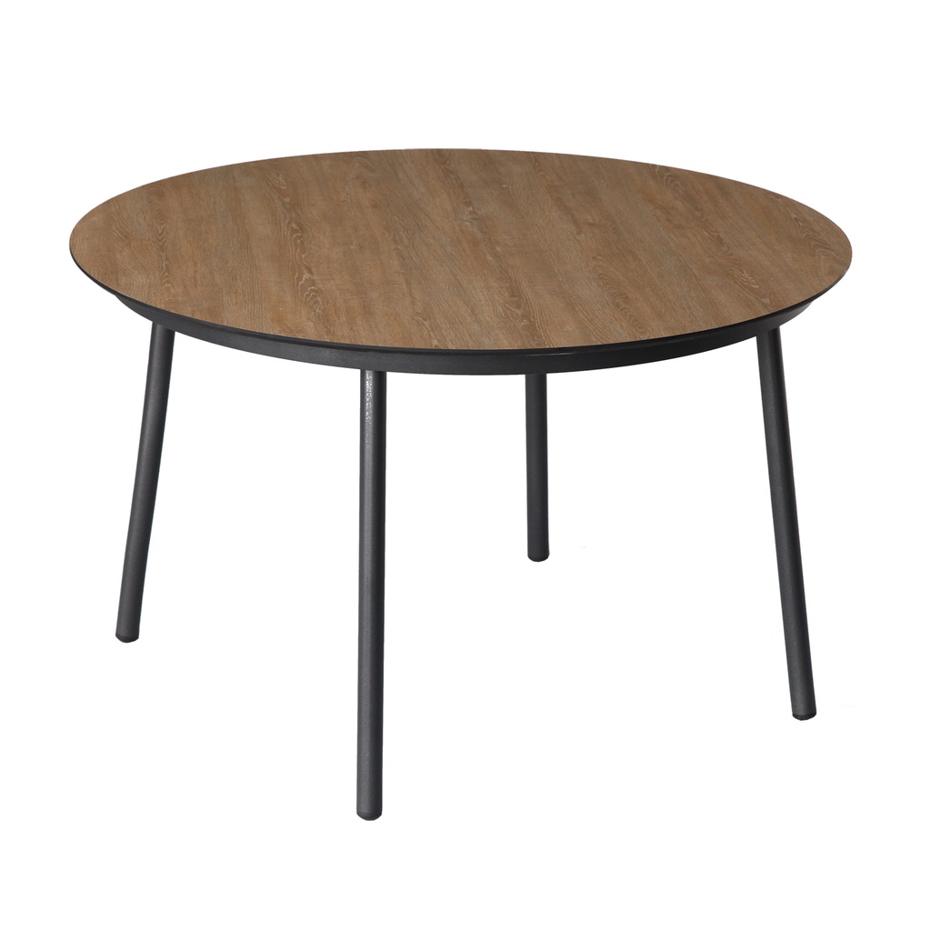 Pöytä HELSINKI, alumiinirunko, pöytälevy laminaattia, musta/ruskea
