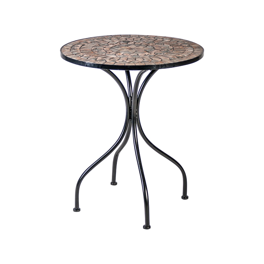 Pöytä MOSAIC pyöreä 60cm, metallirunko, mosaiikkilevy, musta/kupari