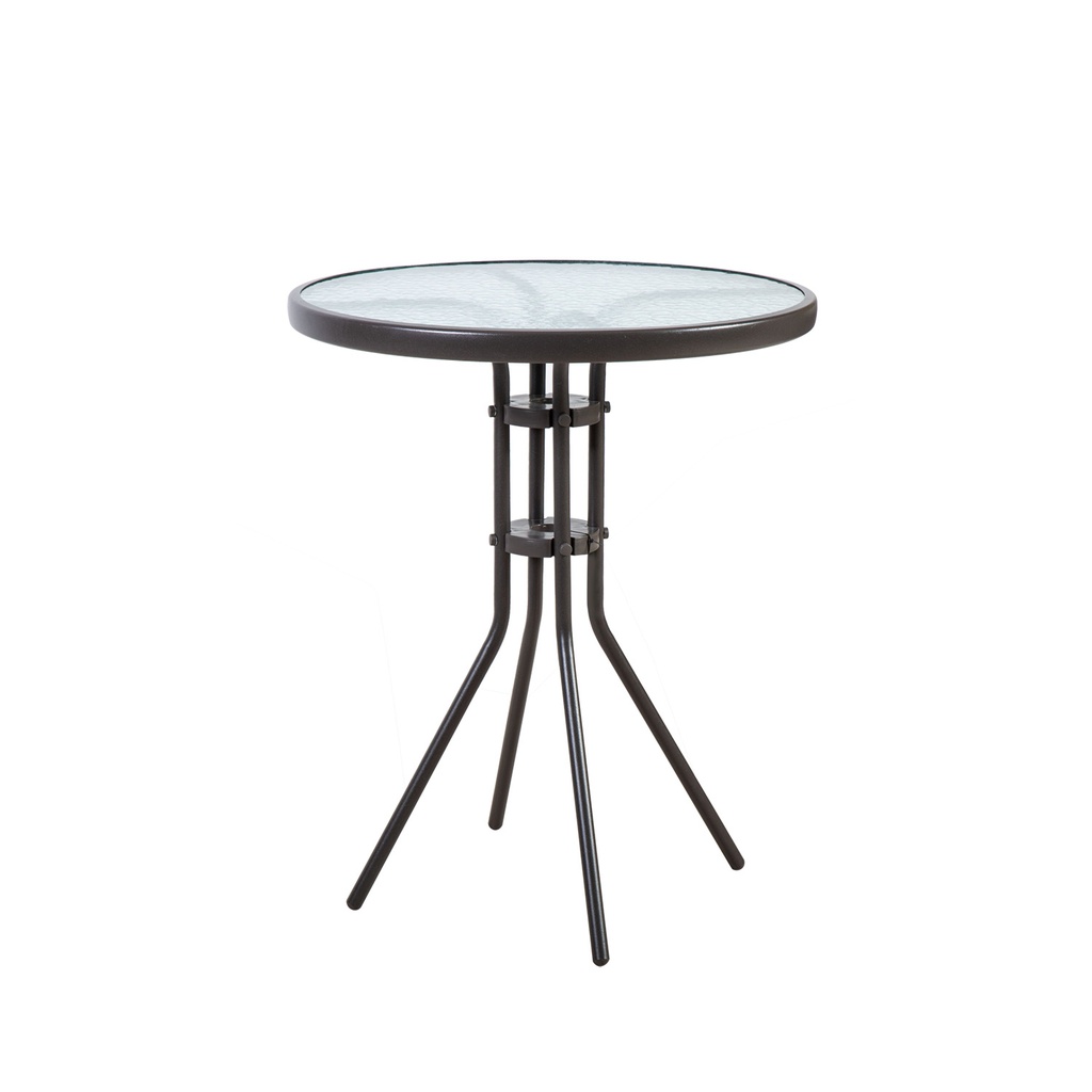 Puutarhapöytä DUBLIN H60xK70cm, teräsrunko polyrottingilla, lasikansi, tummanruskea