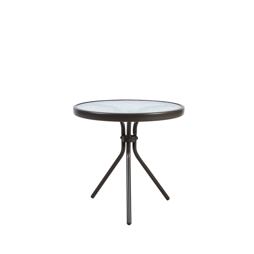 Puutarhapöytä DUBLIN H50xK46cm, teräsrunko polyrottingilla, lasikansi, tummanruskea
