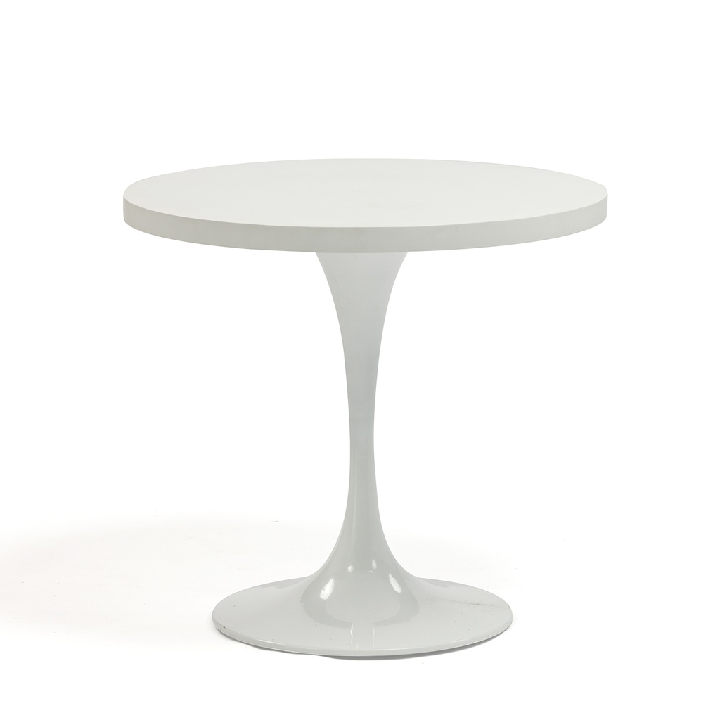 Pöytä BOLGHERI pyöreä 80cm, valurautajalka, alumiinikansi, valkoinen