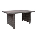 Pöytä PAVIA 146x83xK67cm alumiinia polyrottingilla, polywood-kansi, ruskea/tummanharmaa