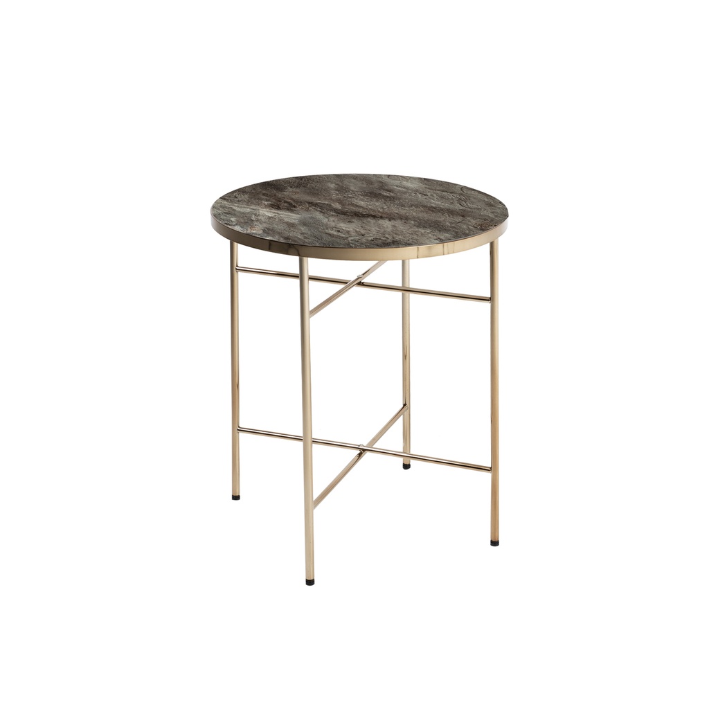 Apupöytä ASTORIA pyöreä 42.5cm, teräsrunko, lasilevyllä, harmaa