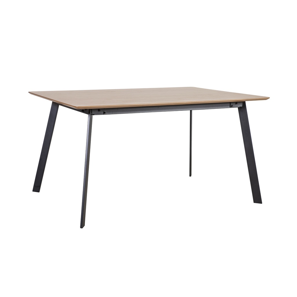 Ruokapöytä HELENA 160x90xK75cm, metallijalat, viilutettu, vaaleanruskea/musta