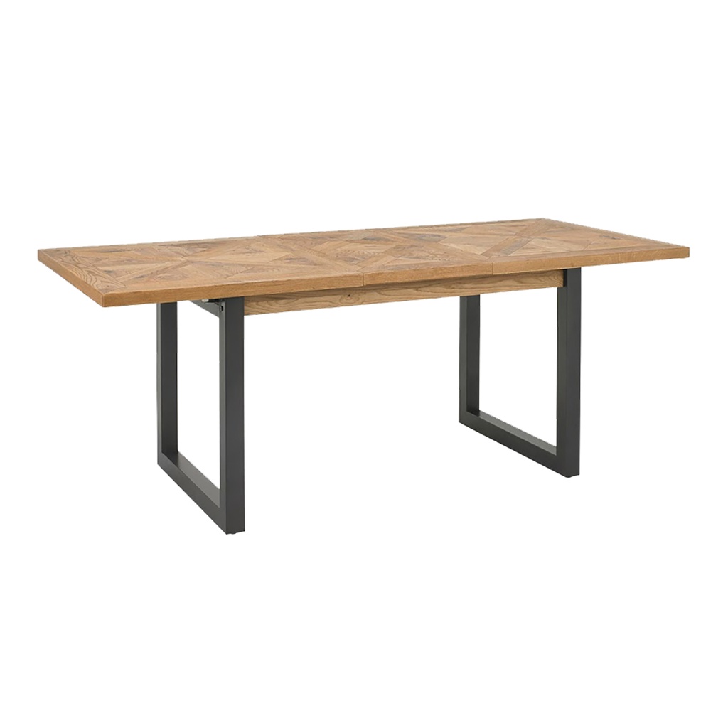Ruokapöytä INDUS 190/240x100xK76,5cm, metallijalat, mosaiikkiviilutettu, jatkettava, ruskea/harmaa