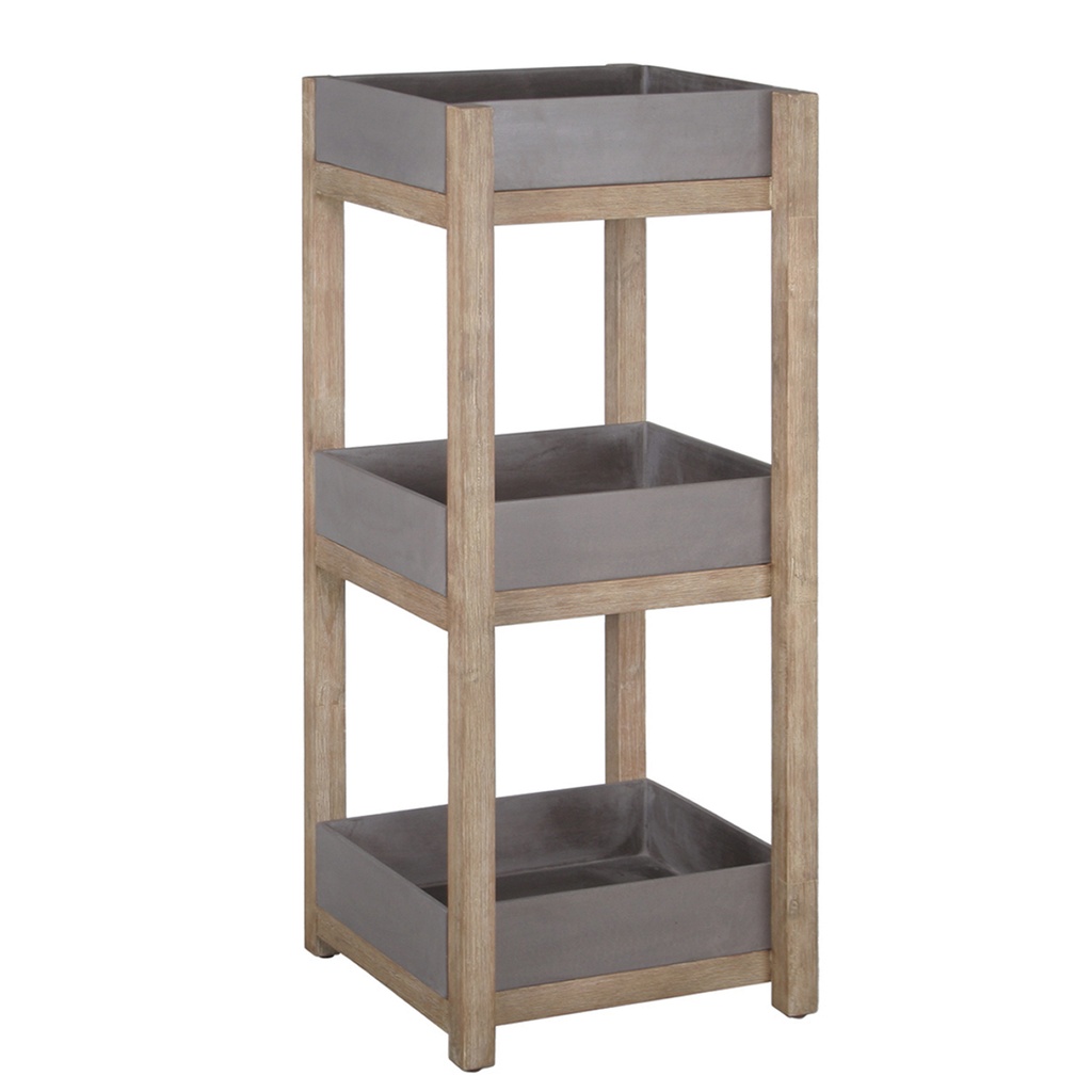 Hylly SANDSTONE K97cm kapea, puurunko akaasiaa, hyllyt komposiittikiveä, ruskea