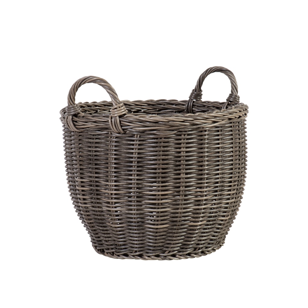 Kori WICKER pyöreä H41xK30/38cm, kahvoilla, polyrottinkia, harmaa