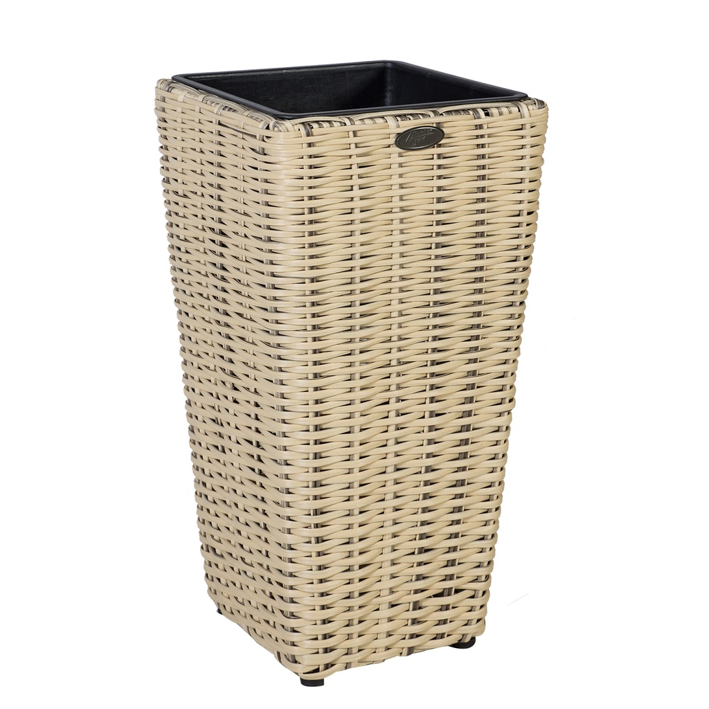Kukkaruukunsuoja WICKER 28x28xK60cm, polyrottinkia, beige