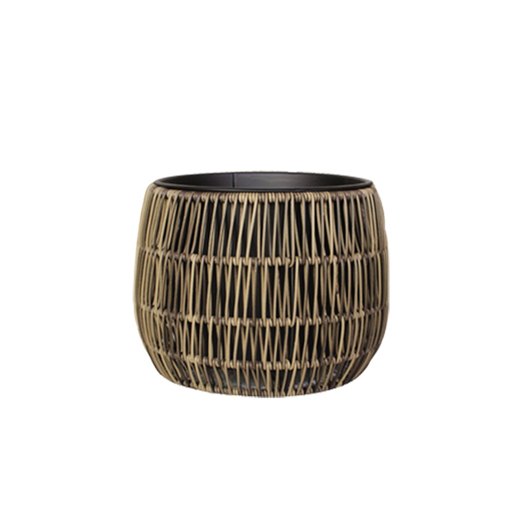 Kukkaruukunsuoja WICKER H27xK15cm pyöreä, polyrottinkia, ruskea