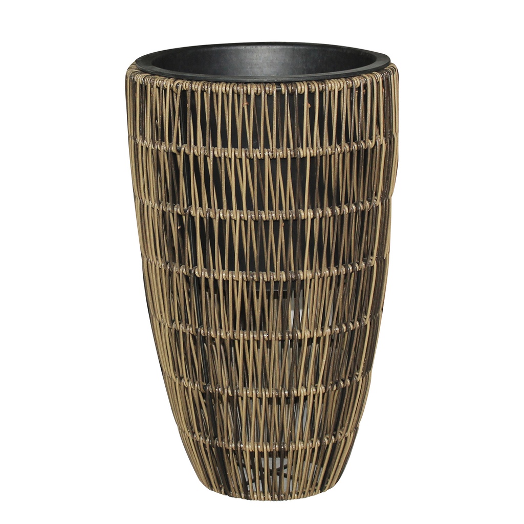 Kukkaruukunsuoja WICKER H36xK60cm pyöreä, polyrottinkia, ruskea