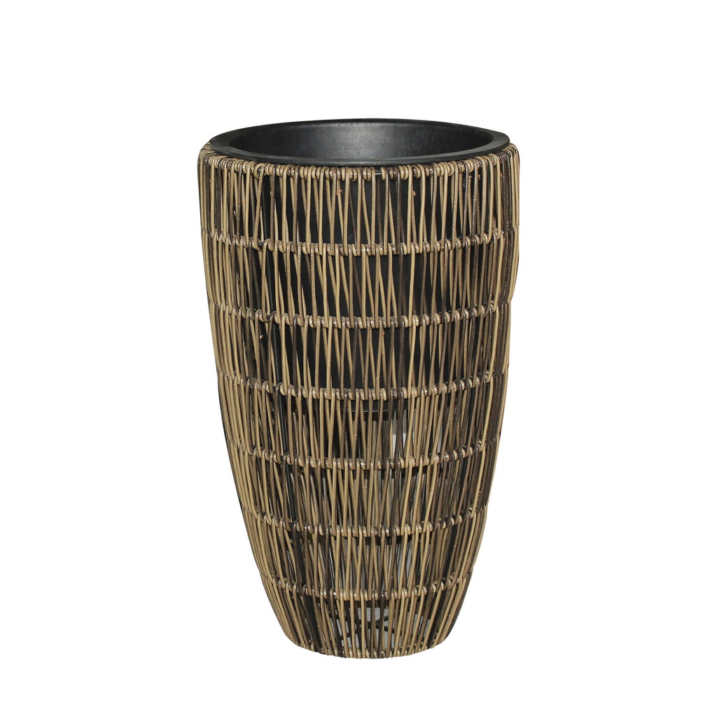 Kukkaruukunsuoja WICKER H30xK48cm pyöreä, polyrottinkia, ruskea