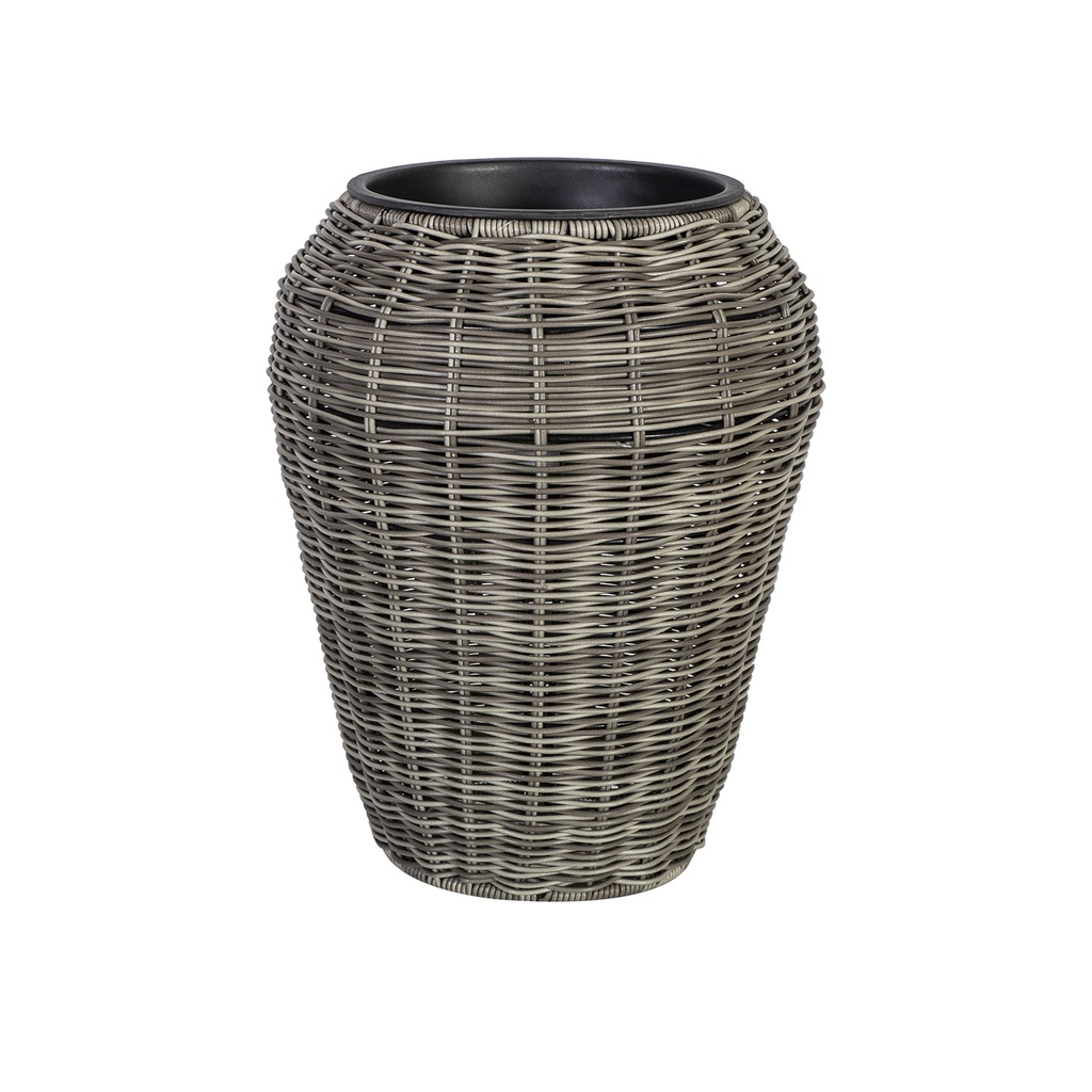 Kukkaruukunsuoja WICKER H28xK35cm pyöreä, polyrottinkia, harmaa