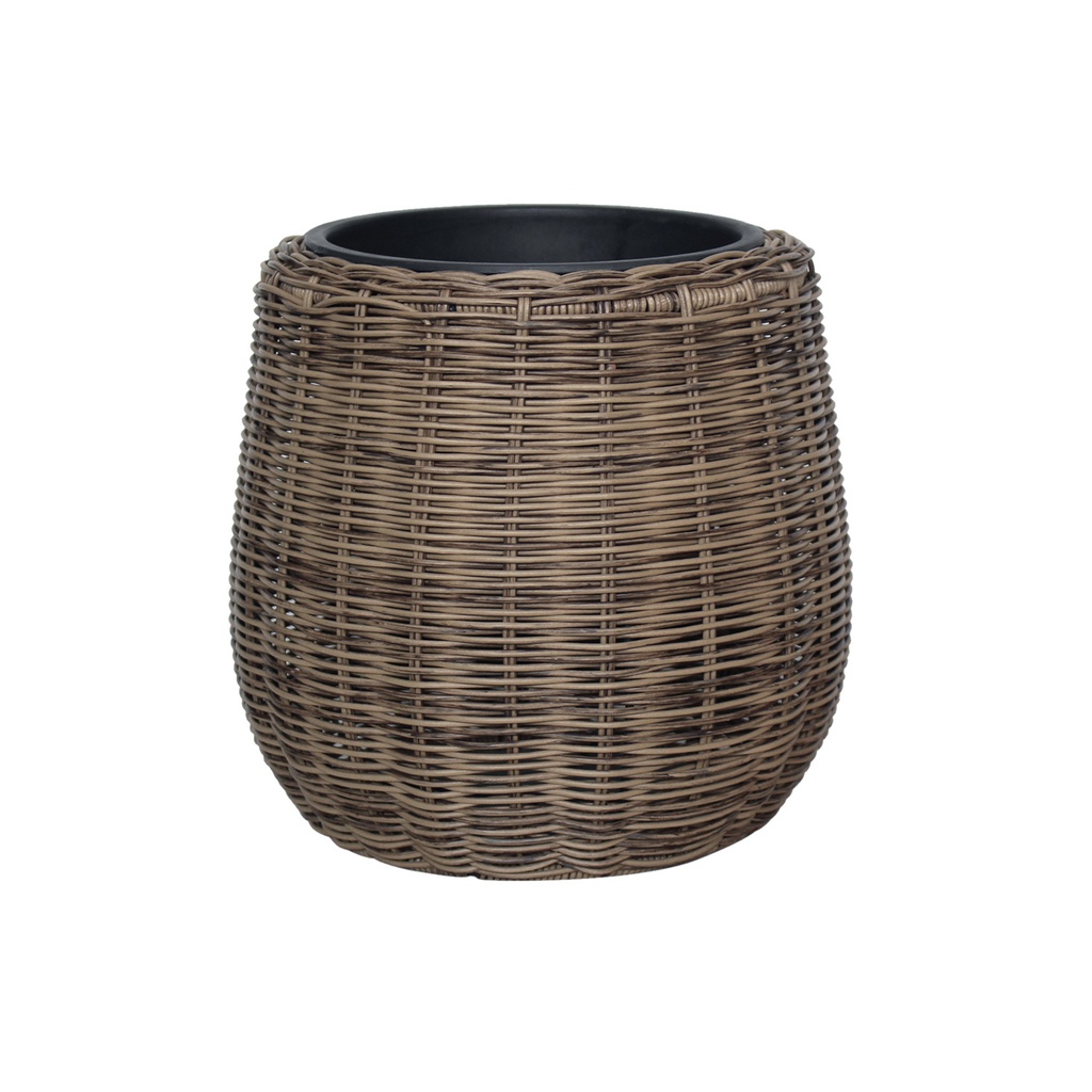 Kukkaruukunsuoja WICKER H28x26cm pyöreä, polyrottinkia, harmaa