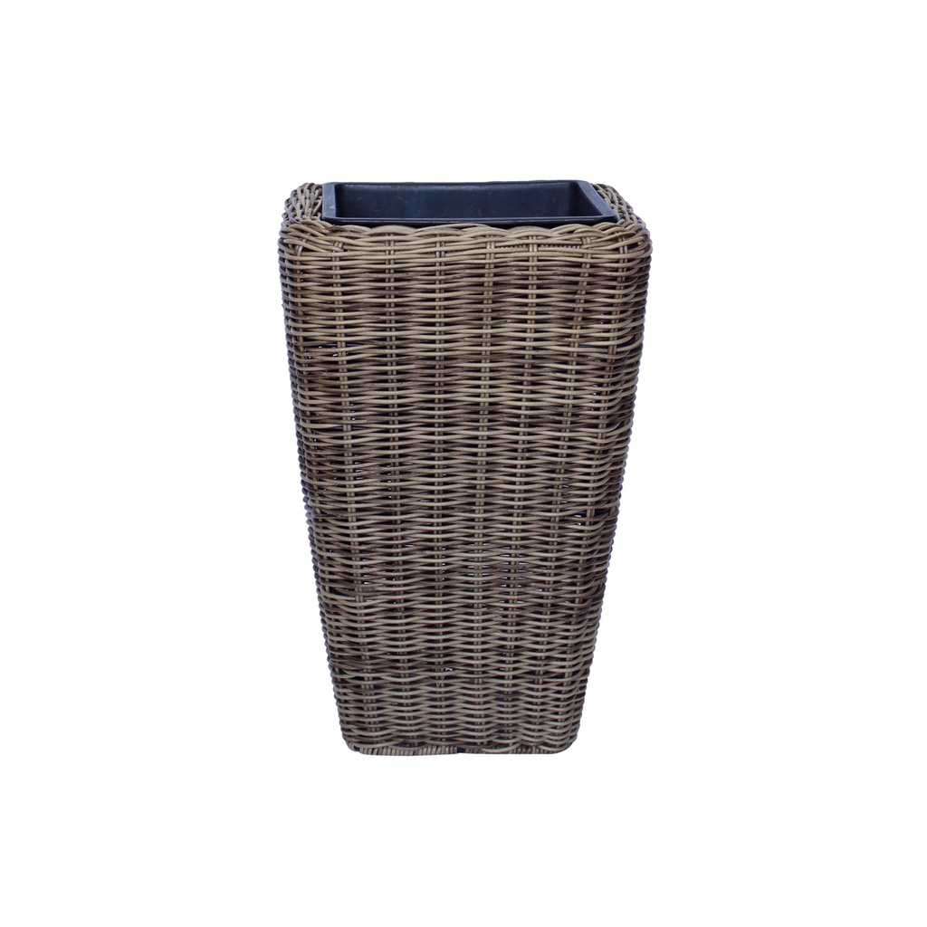 Kukkaruukunsuoja WICKER 24x24x37cm polyrottinkia, harmaa