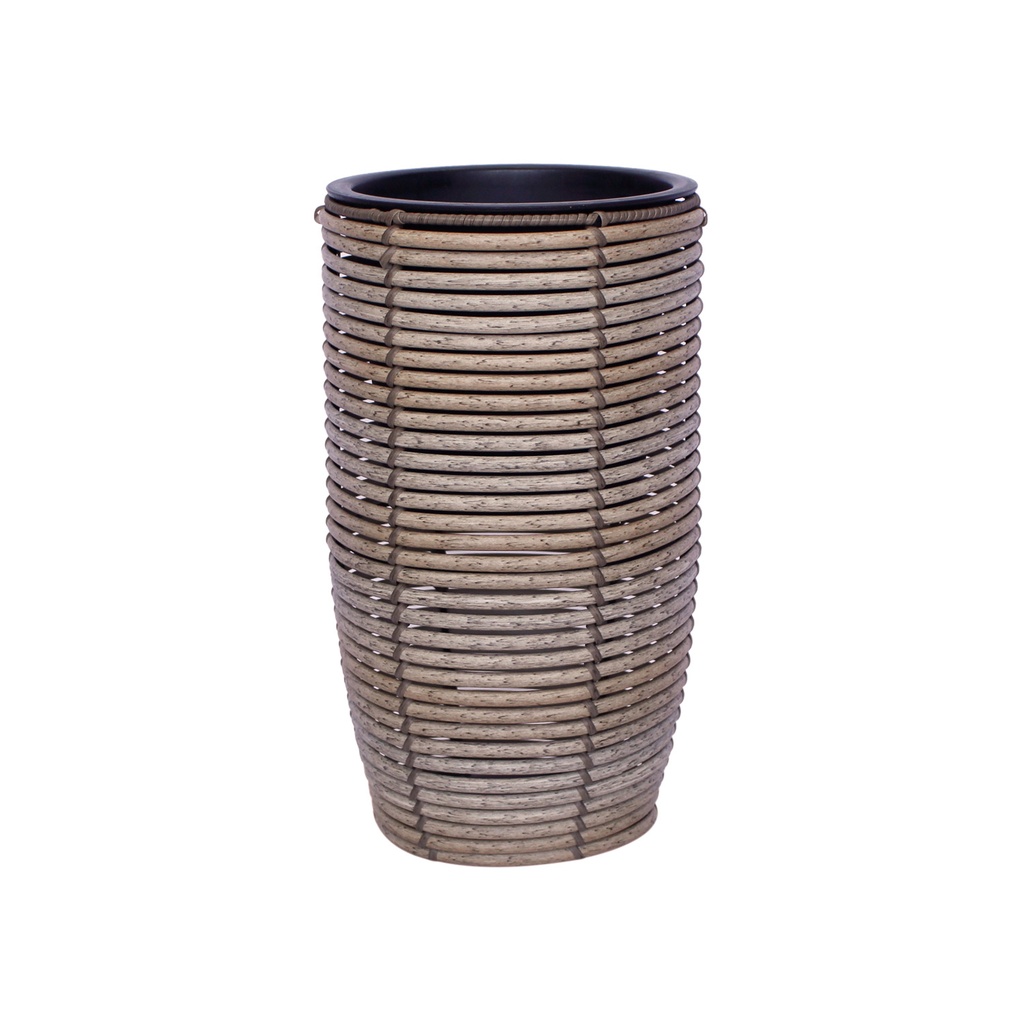 Kukkaruukunsuoja WICKER H30x60cm pyöreä, polyrottinkia, taupe