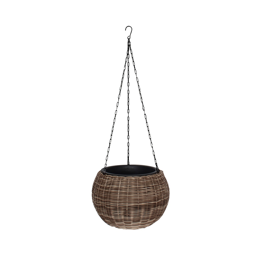 Kukka-amppeli WICKER H32xK22cm polyrottinkia, ruskea