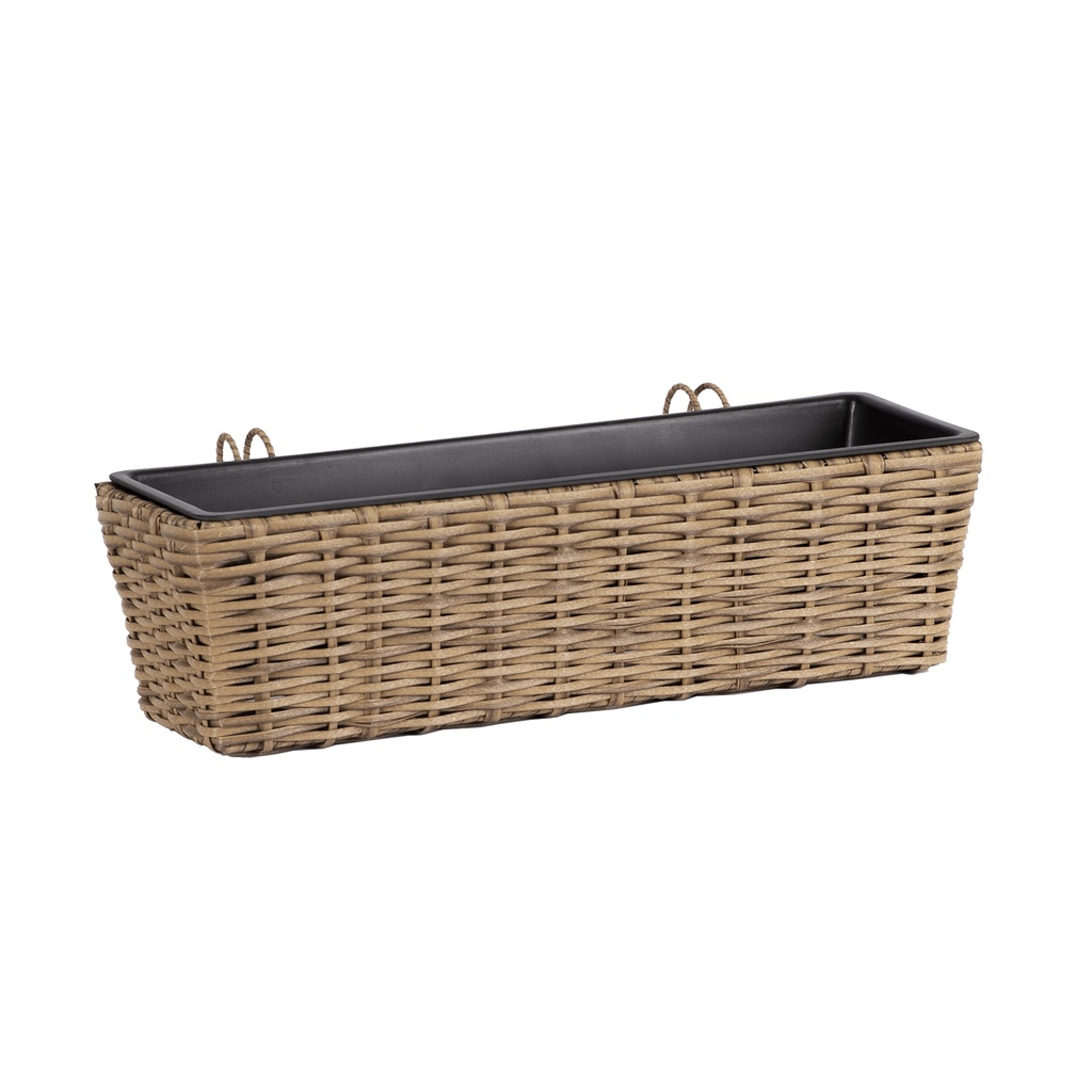 Parvekelaatikko WICKER 61x19xK15cm polyrottinkia, beige